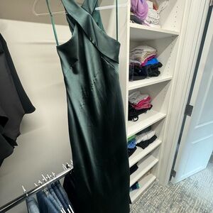 Aqua Dark Green Satin Dress